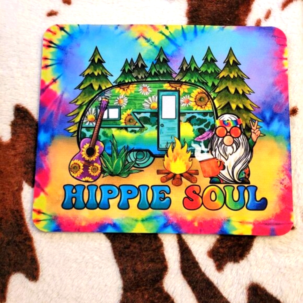 Hippie Soul Gnome Camper Computer Non Slip Custom Mouse Pad Handmade